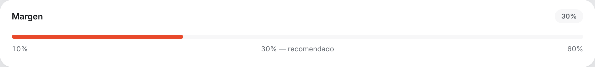 Selector de margen de ganancia en Extrudo