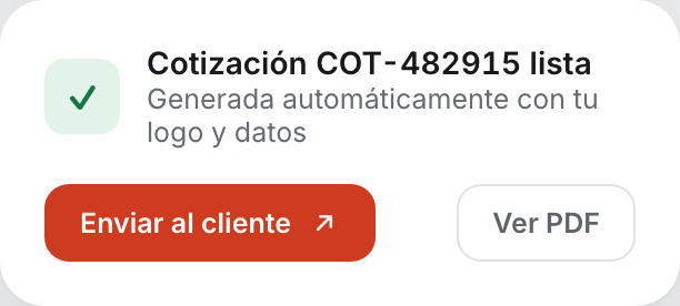 Cotización generada lista para enviar al cliente